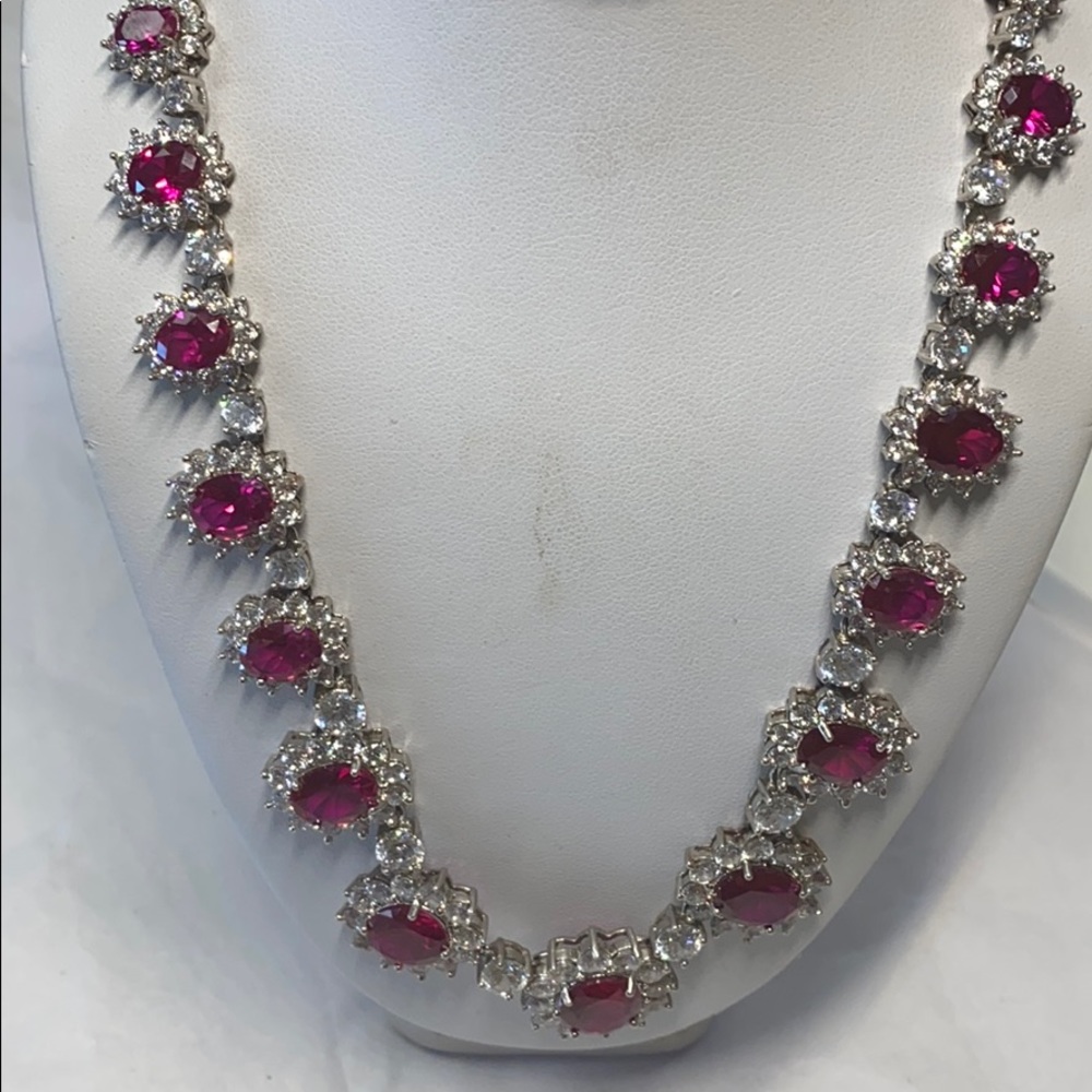 Sterling Silver Ruby Necklace - image 1